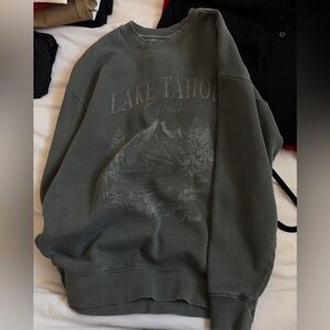 Lake Tahoe Graphic Crewneck Sweater - Dark Green
